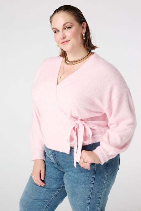 Wickelstrickjacke mit Bindegürtel Wickelstrickjacke mit Bindegürtel