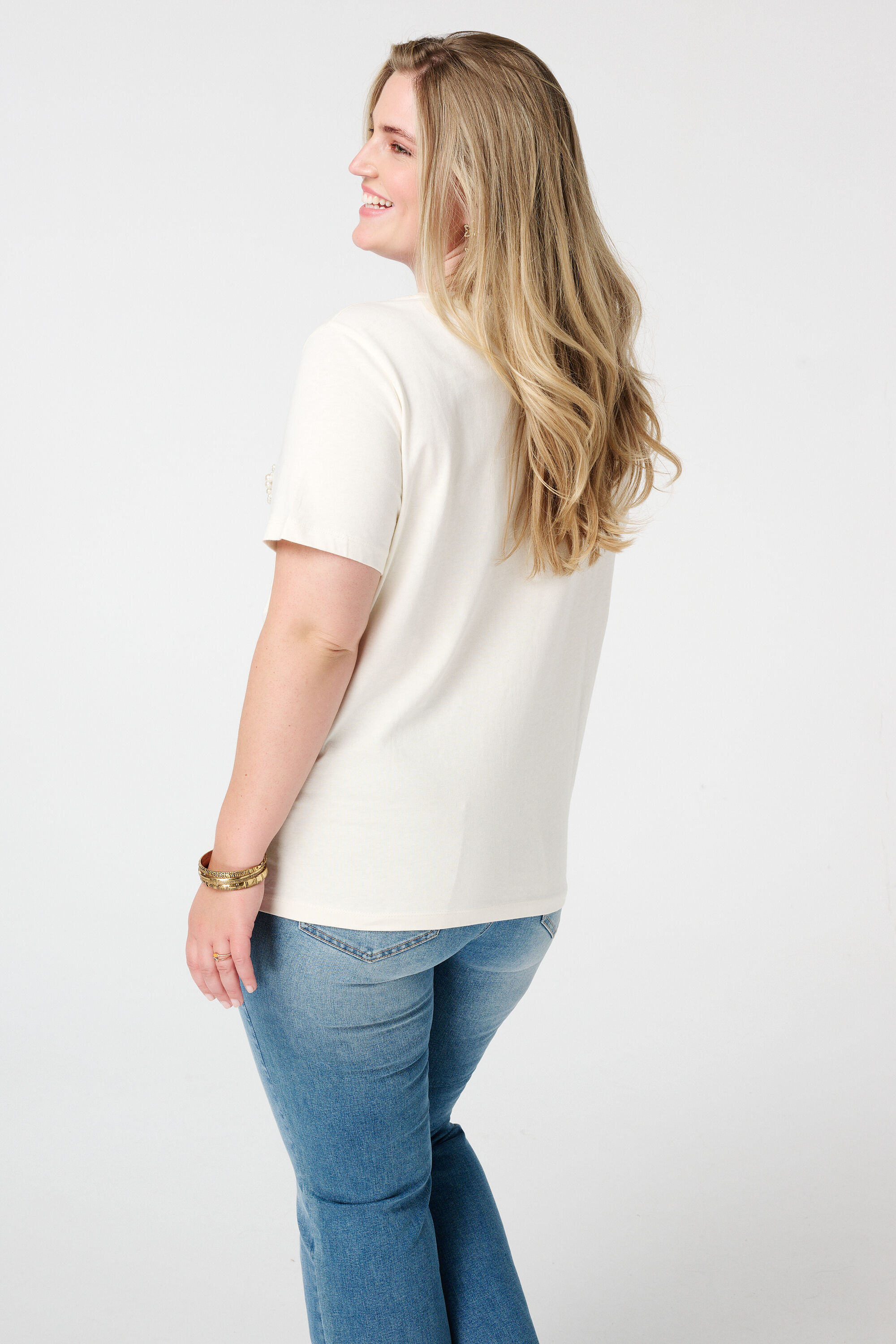 T-Shirt mit Text-Print aus Kunstperlen  image number 3