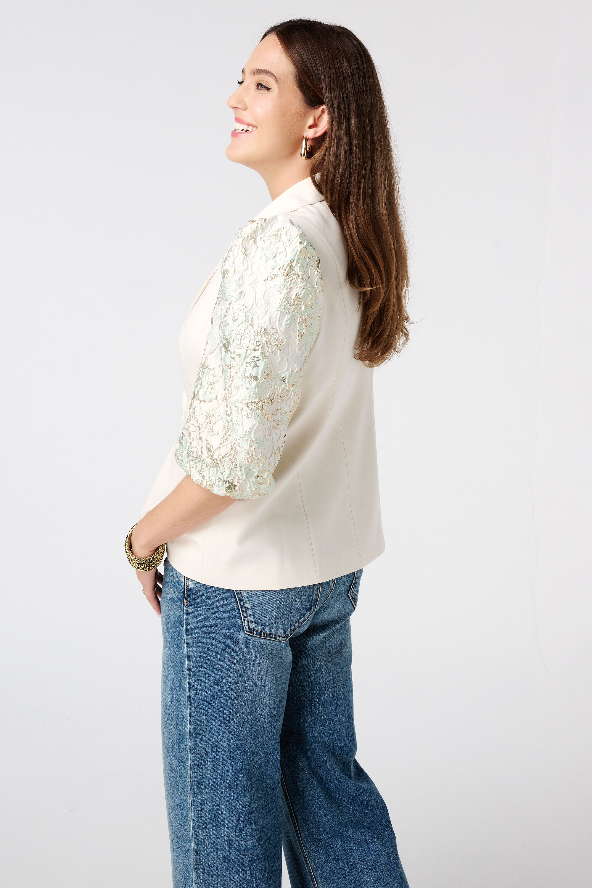 Kurz&auml;rmelige Bluse mit Aufdruck image number 3