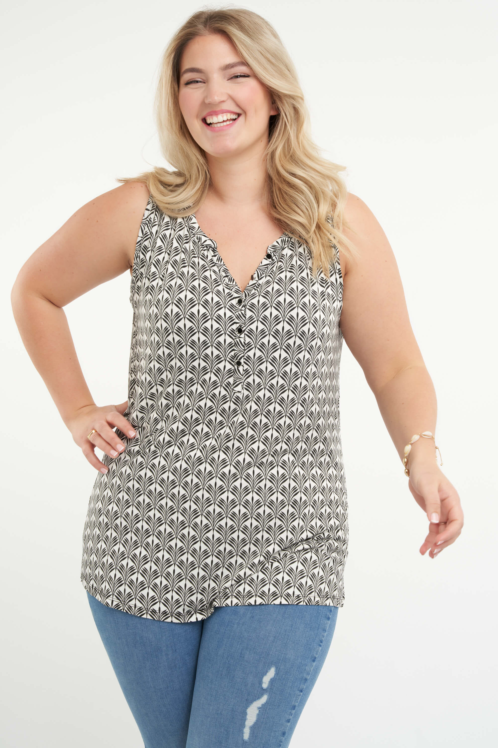 &Auml;rmelloses Top mit Print image number 0