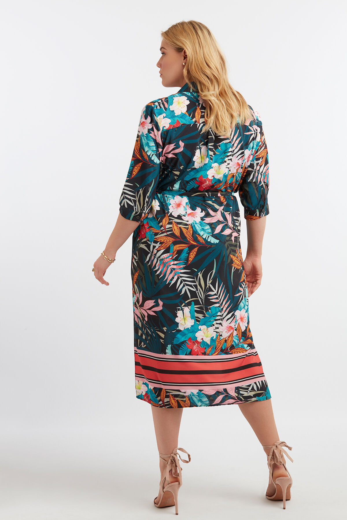 Blusenkleid mit tropischem Print image number 4