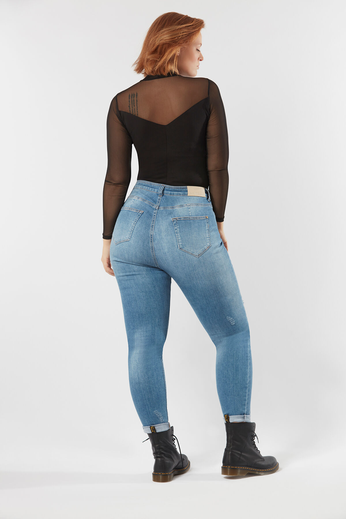 A-Shape Skinny-Jeans im Stonewashed-Look image number 4