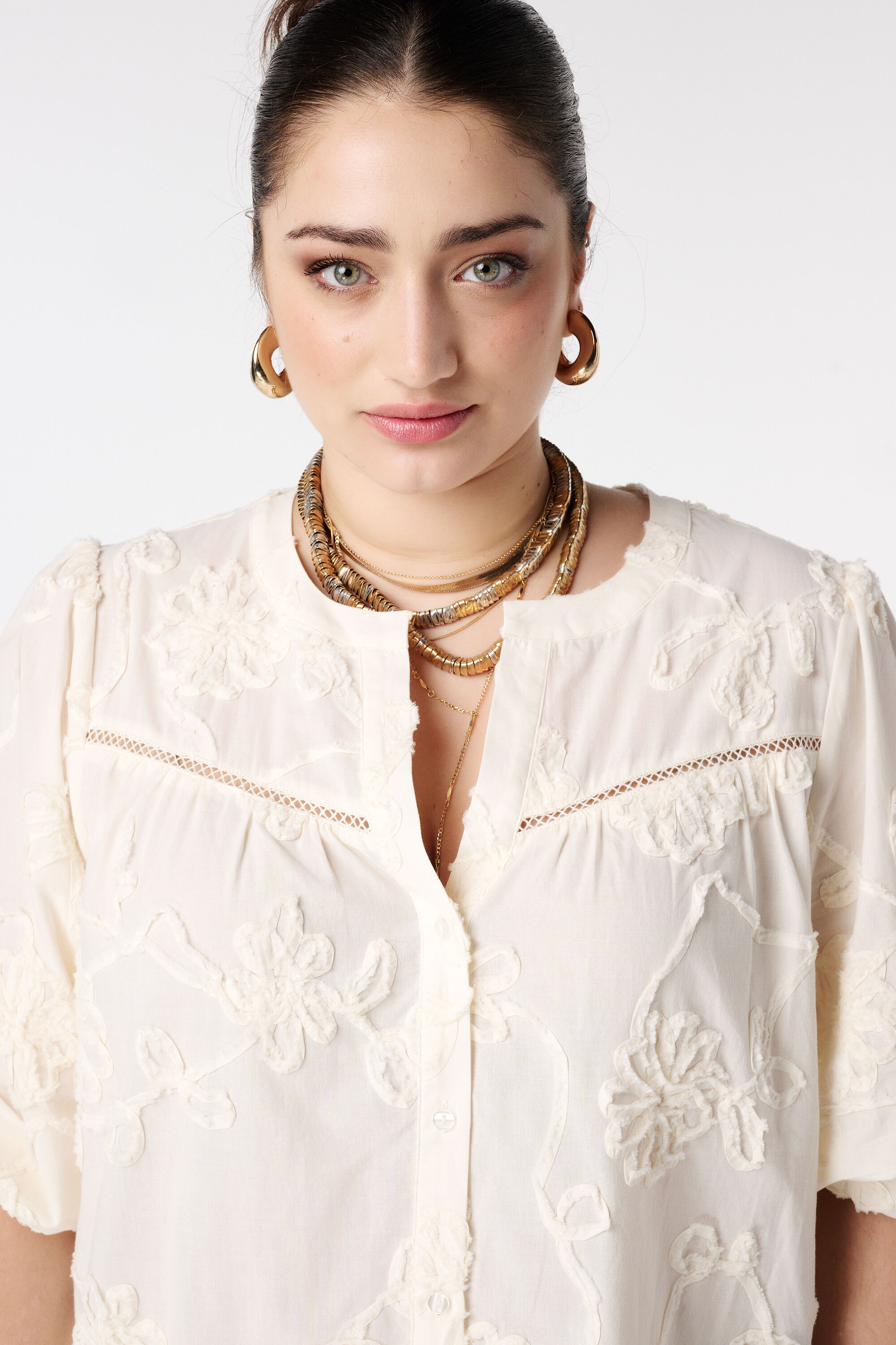 Bluse mit 3D-Blumenprint image number 4