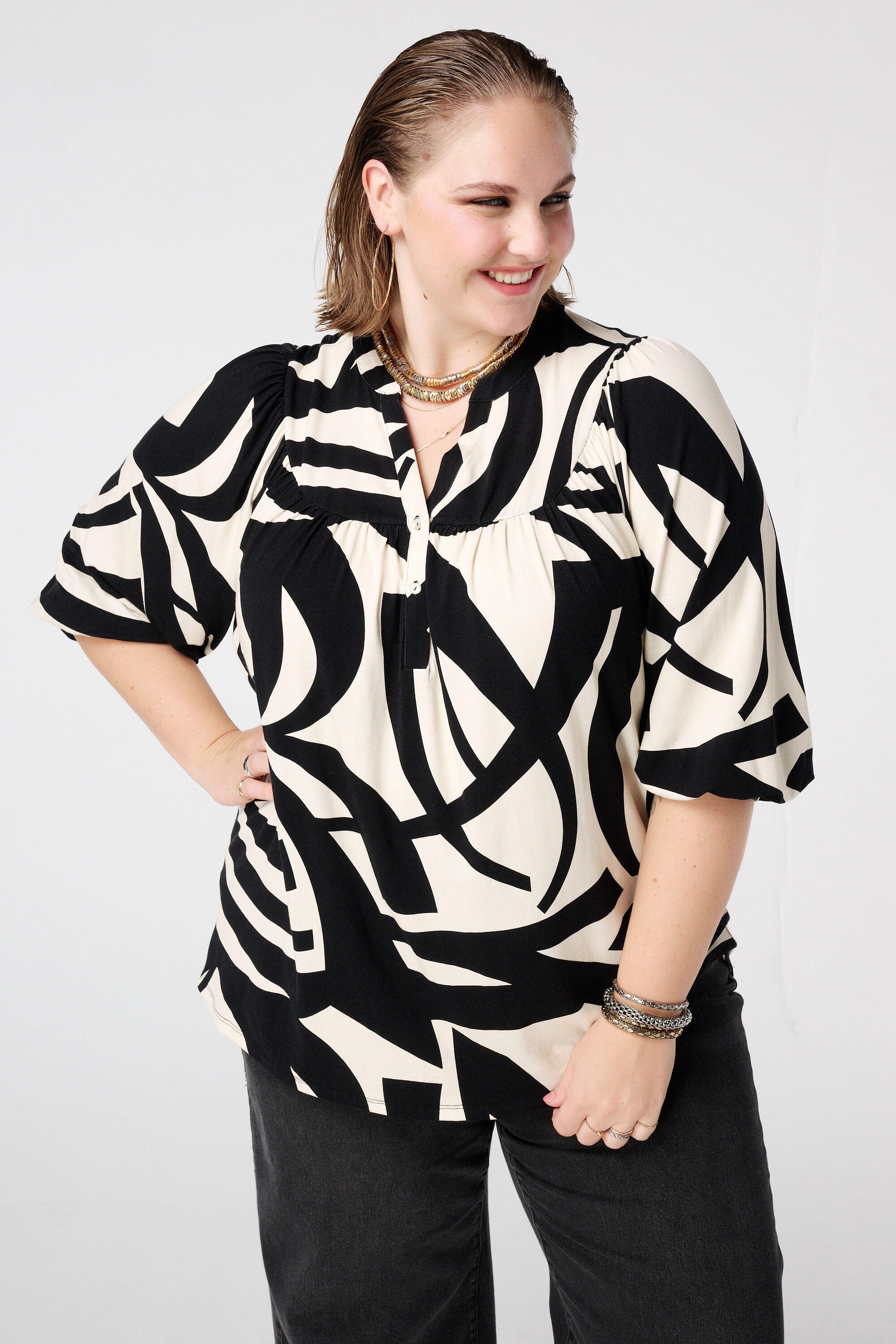 Jersey-Top mit Print