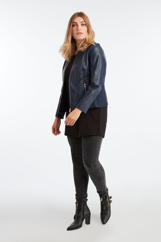 Jacke aus Kunstleder mit rundem Halsausschnitt image number 3