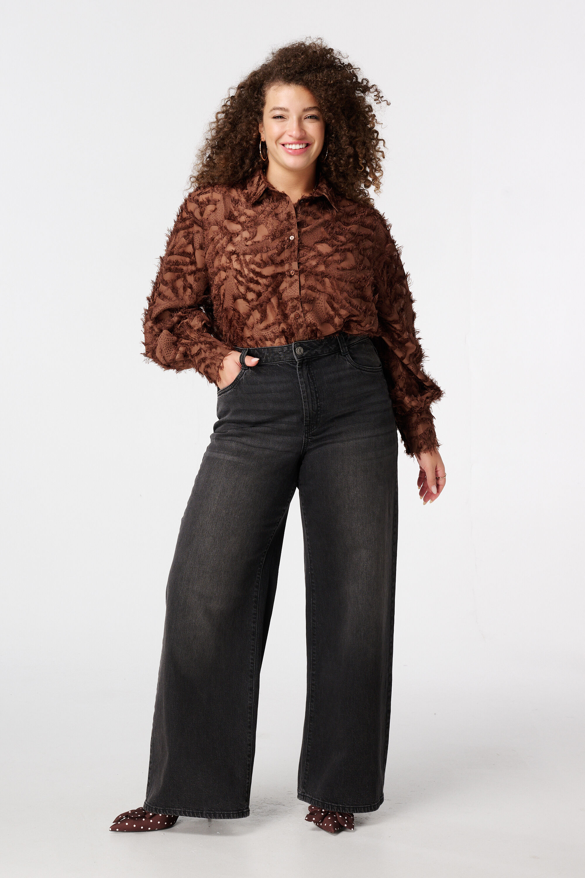 Flauschige Bluse mit Print image number 5