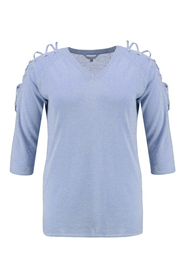 Pullover mit Verschnürungen und Lurex image number 1