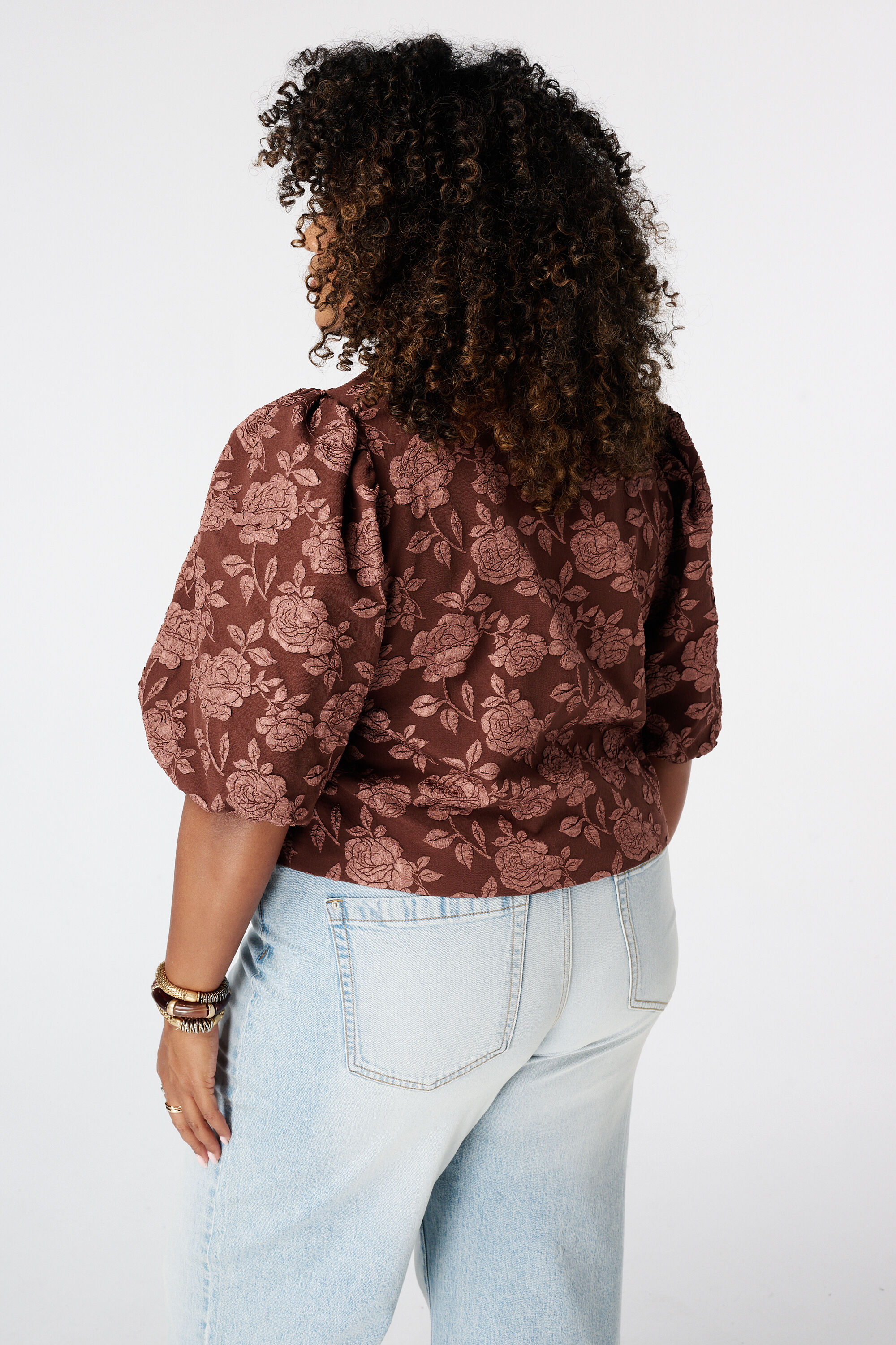 Jacquard Jacke mit Puff&auml;rmeln image number 3