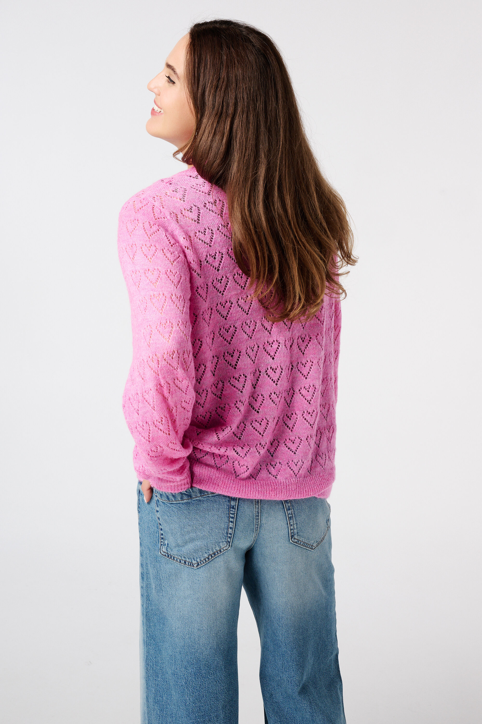 Ajour-Pullover mit Herzmuster image number 3