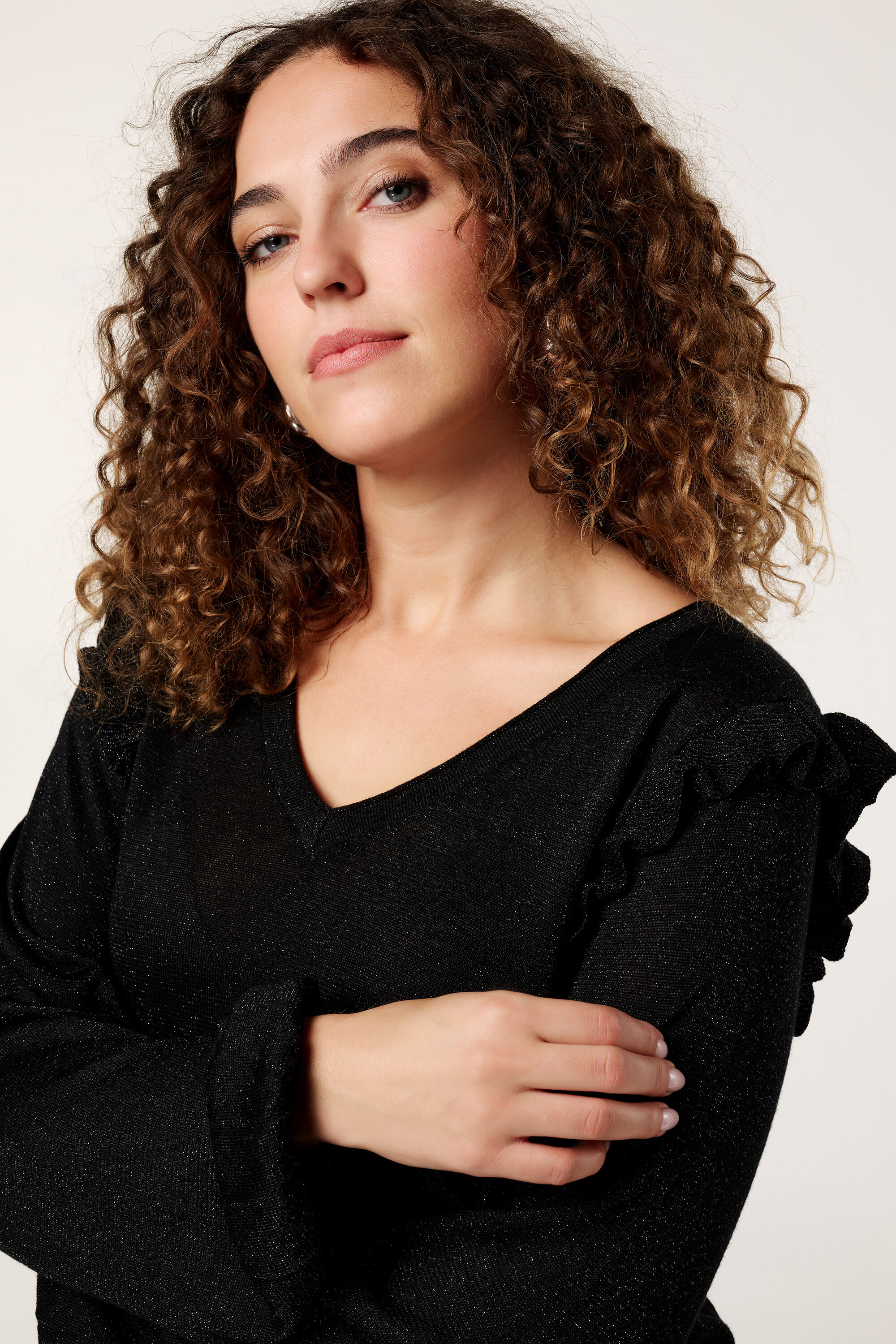 Pullover mit R&uuml;schen und Glitzer image number 4