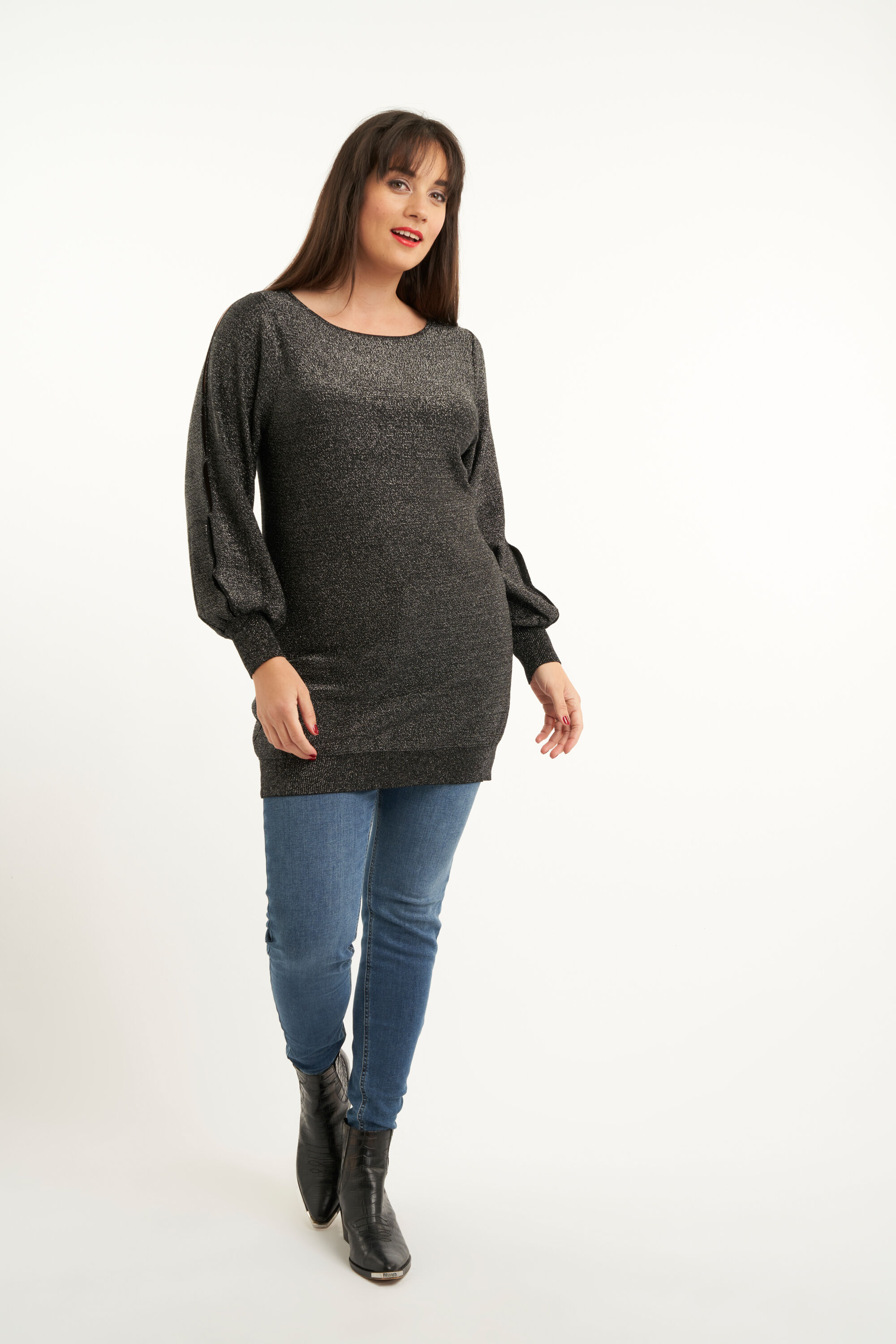 Langer Pullover mit Glitzerdetail image number 5