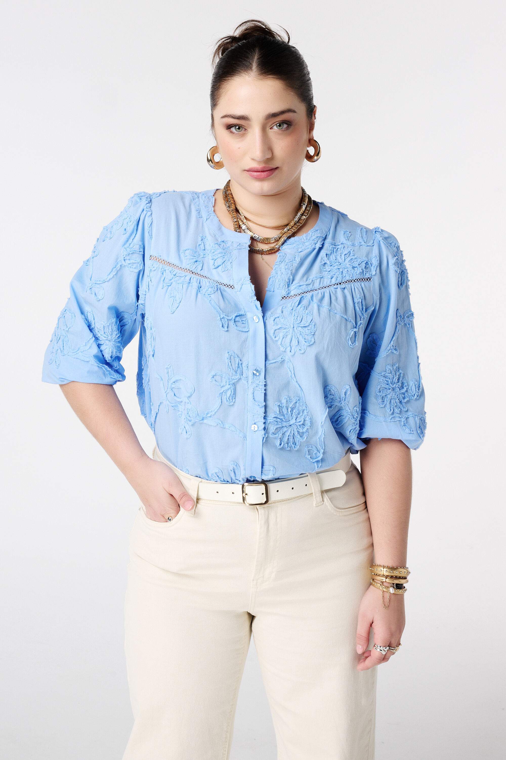 Bluse mit 3D-Blumenprint