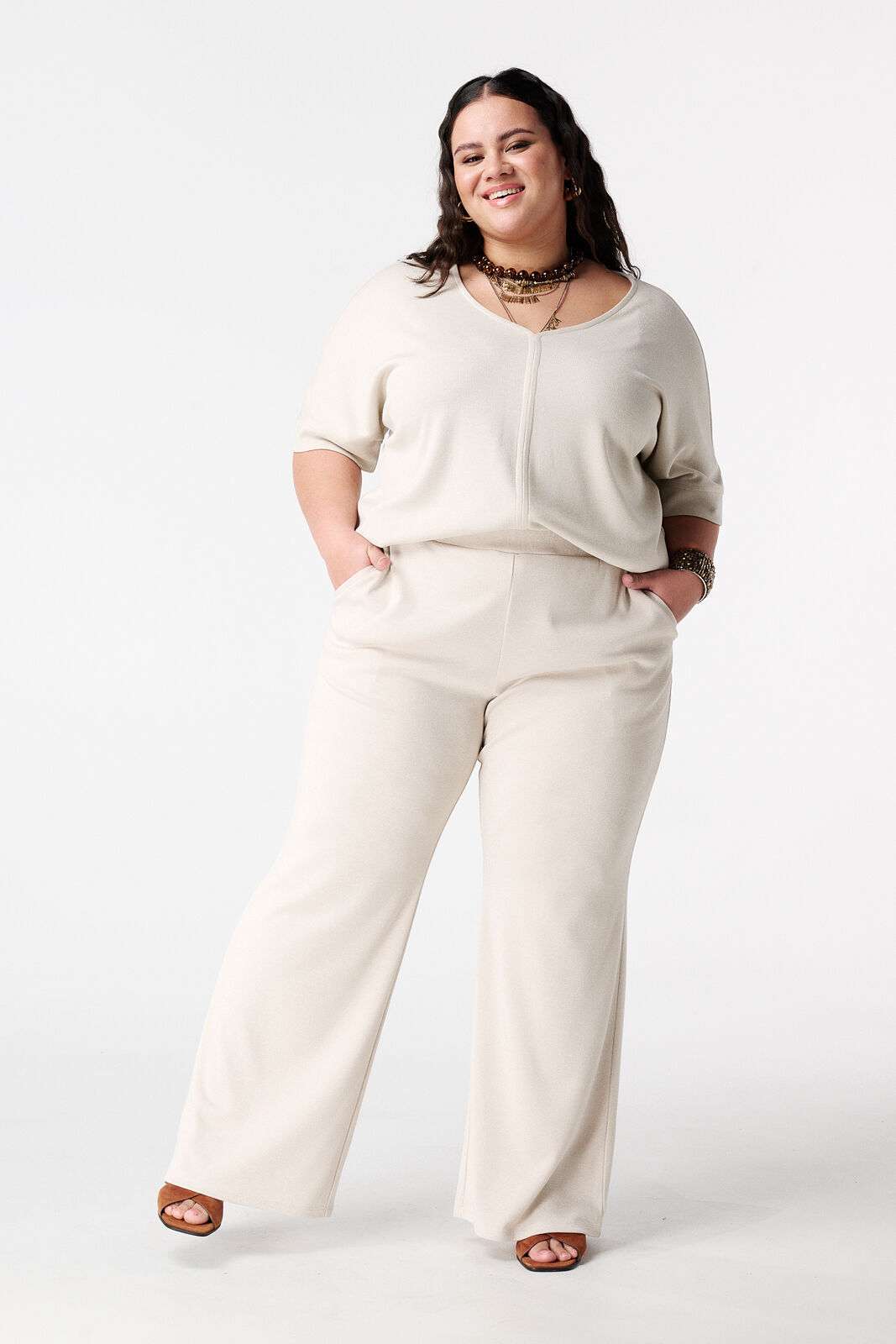 Wide-Leg-Hose mit Lurex image number 0