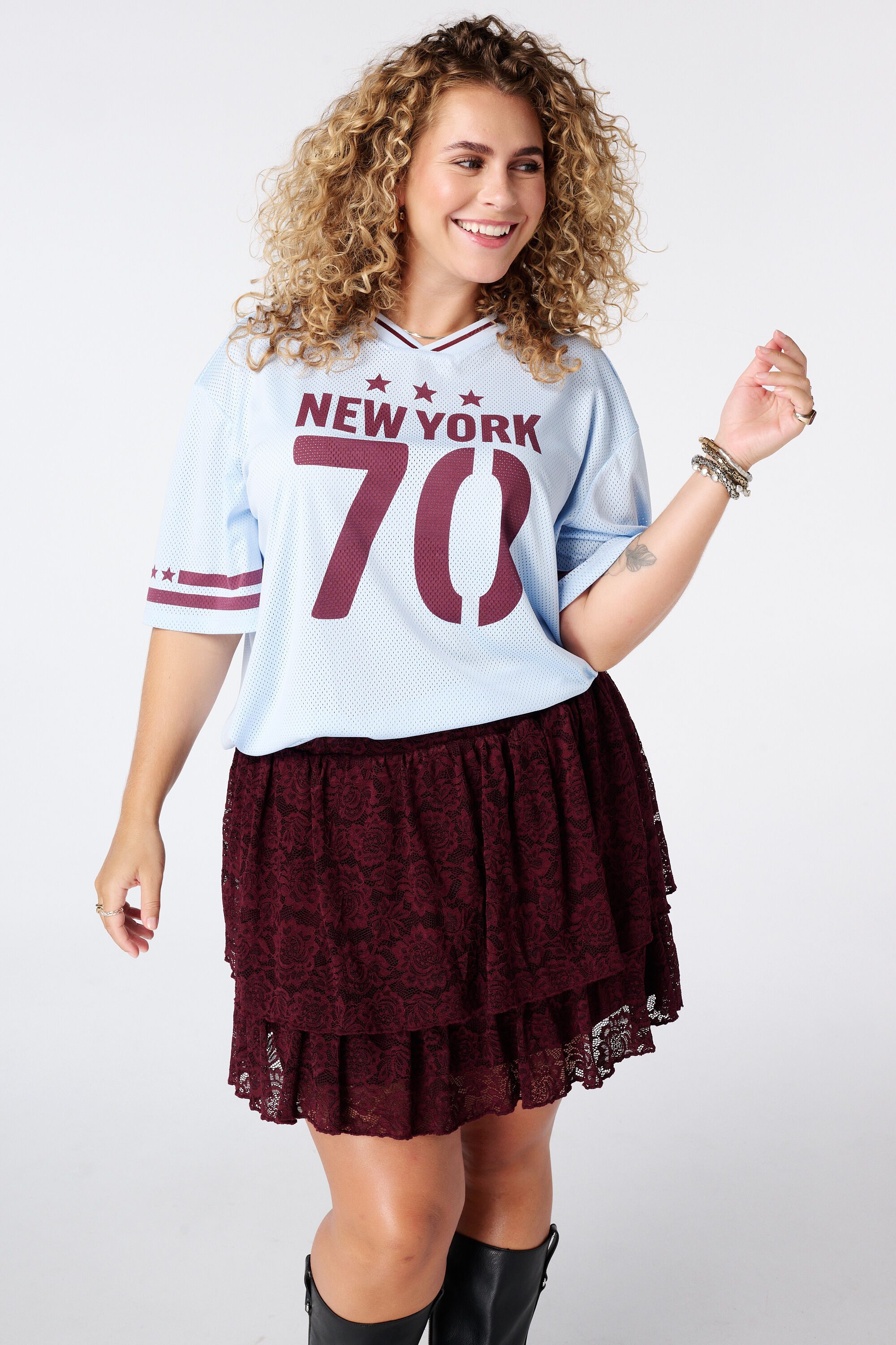 Oversized Jersey mit sportivem Print