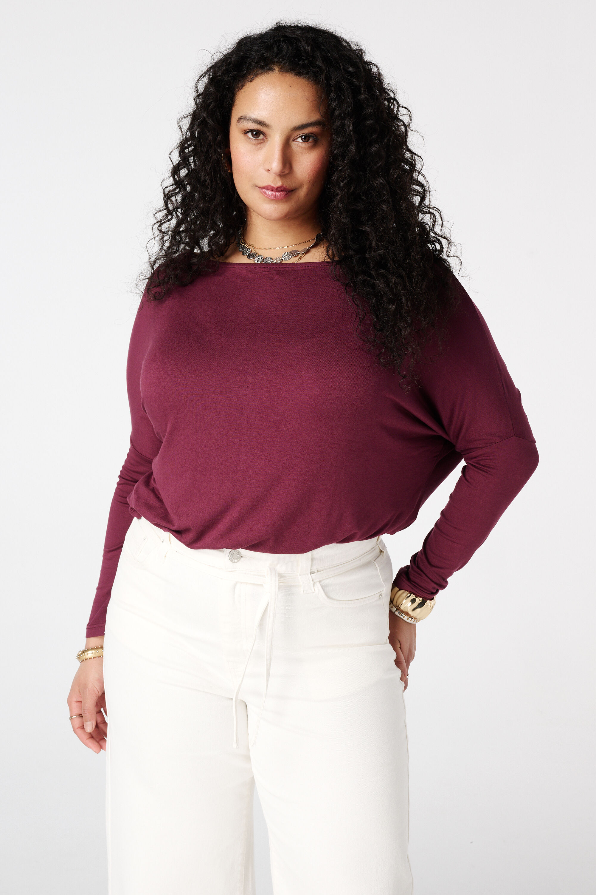 Top mit U Boot Ausschnitt