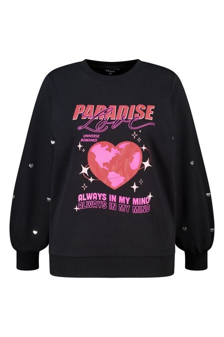 Sweatshirt mit Aufdruck und Herzen Sweatshirt mit Aufdruck und Herzen