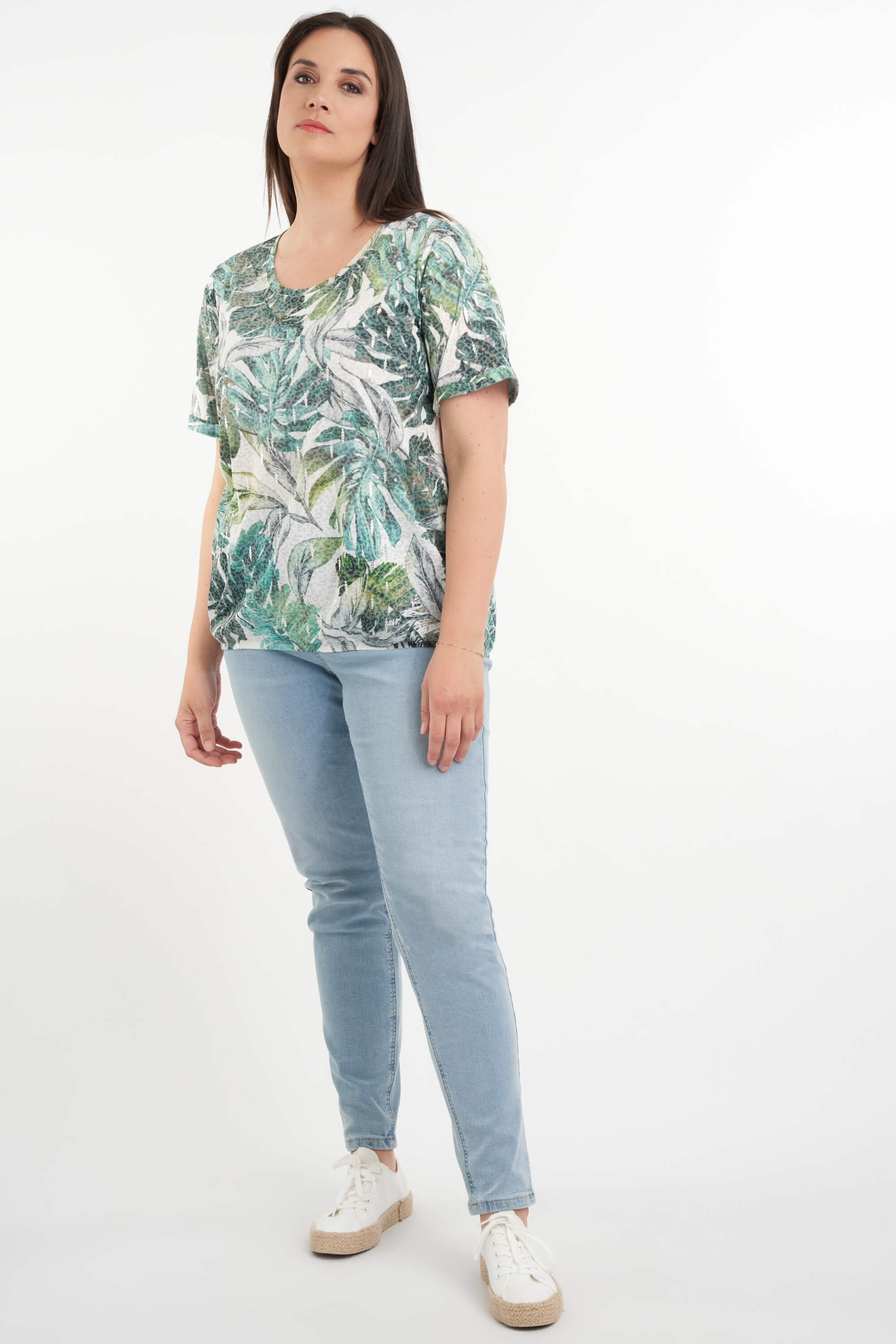 Top mit Blatt-Print  image number 6