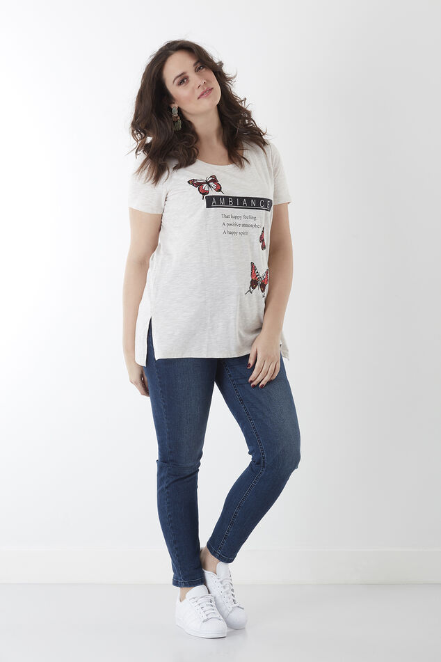 T-Shirt mit Schriftzug und Stickerei image number 0