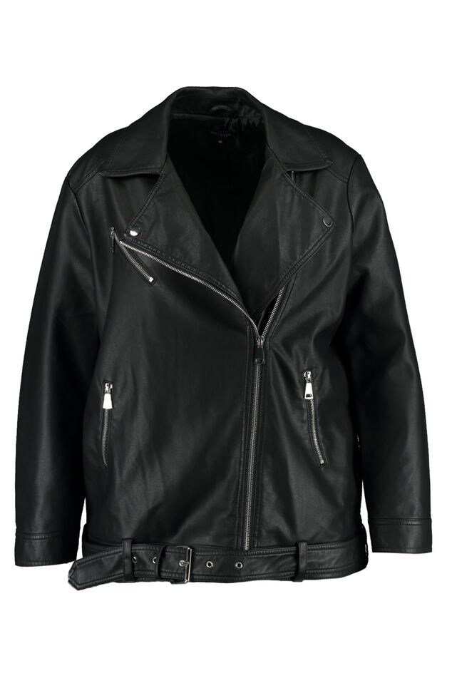 Übergroße Kunstleder-Bikerjacke image number 1
