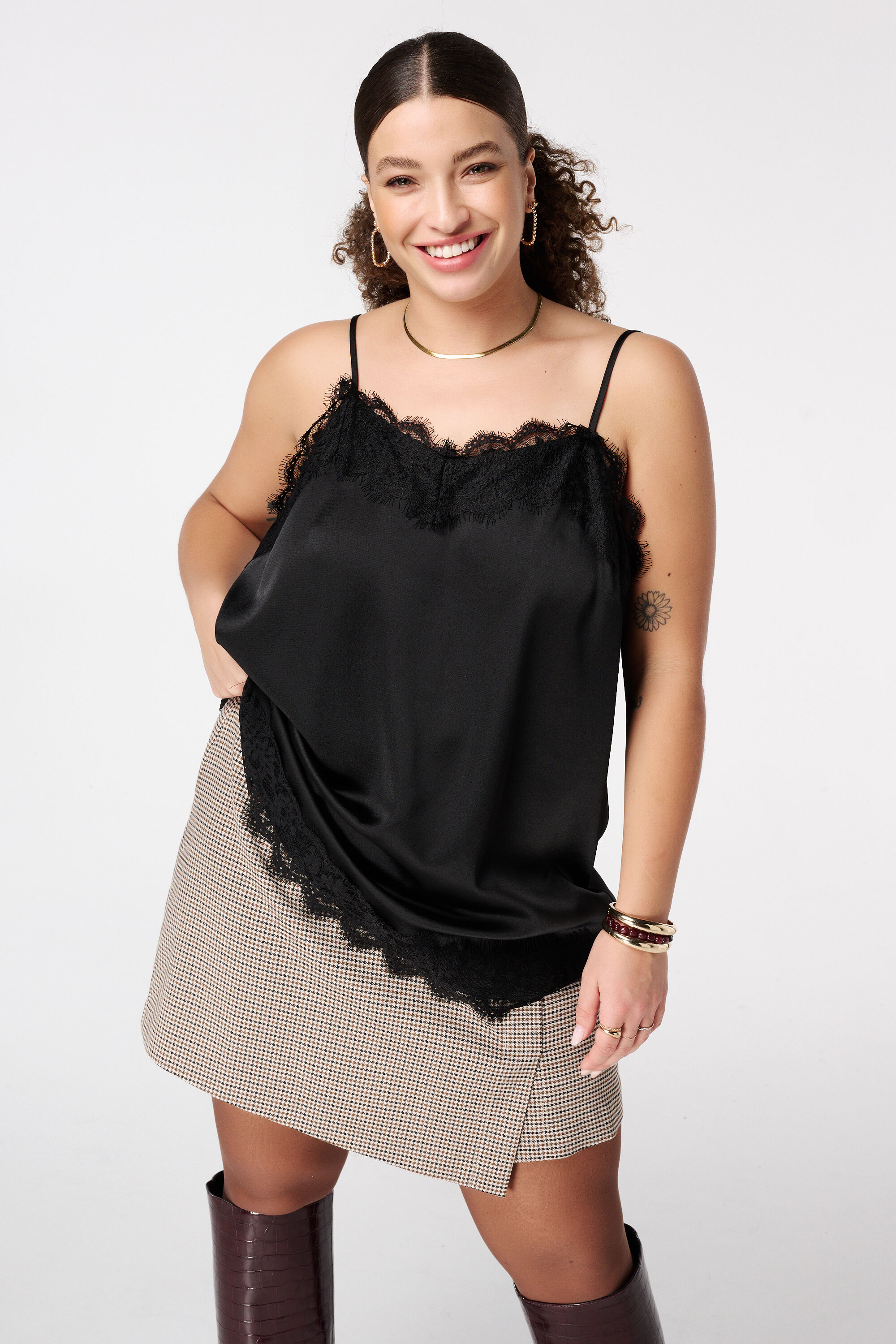 Spaghetti-Bluse mit Spitze