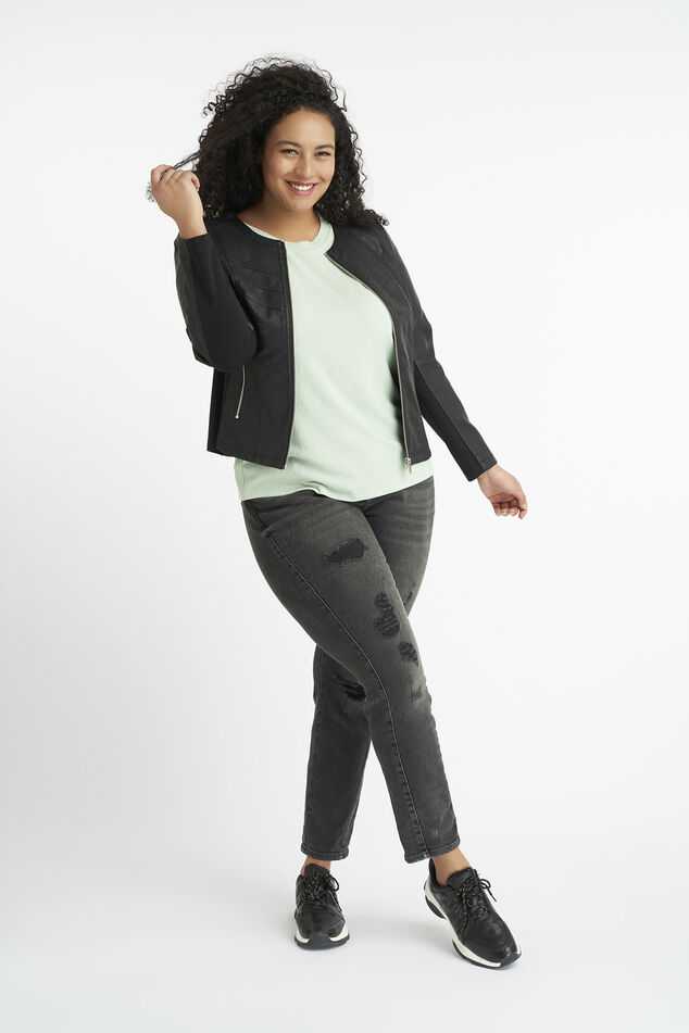 Biker-Jacke aus Kunstleder mit rundem Kragen image number 5