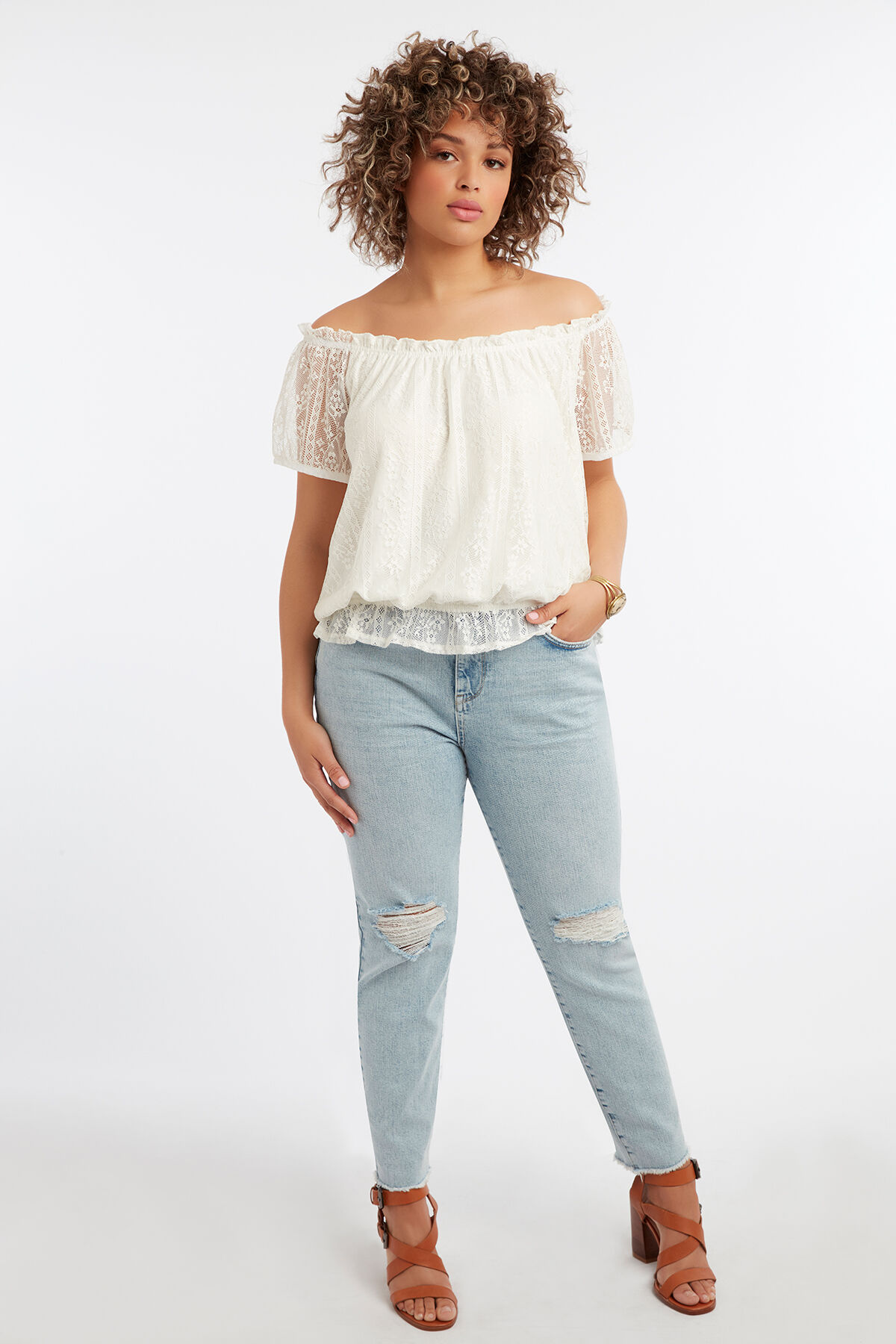 Schulterfreies Spitzen-Top image number 7