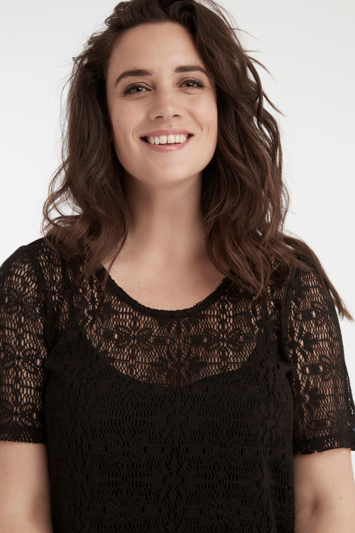 Langes Top mit Lochmuster image number 3