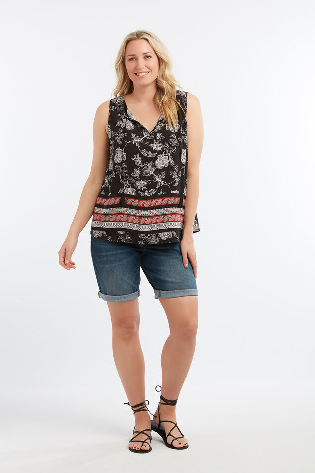 Ärmellose Bluse mit Paisley-Print image number 0