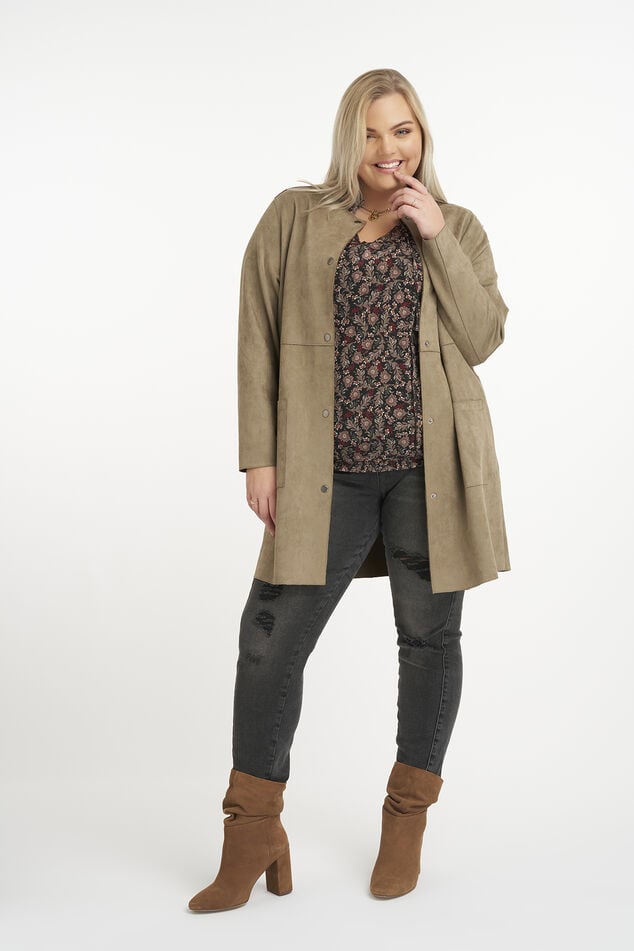 Wildlederimitat-Jacke mit Rundkragen image number 0