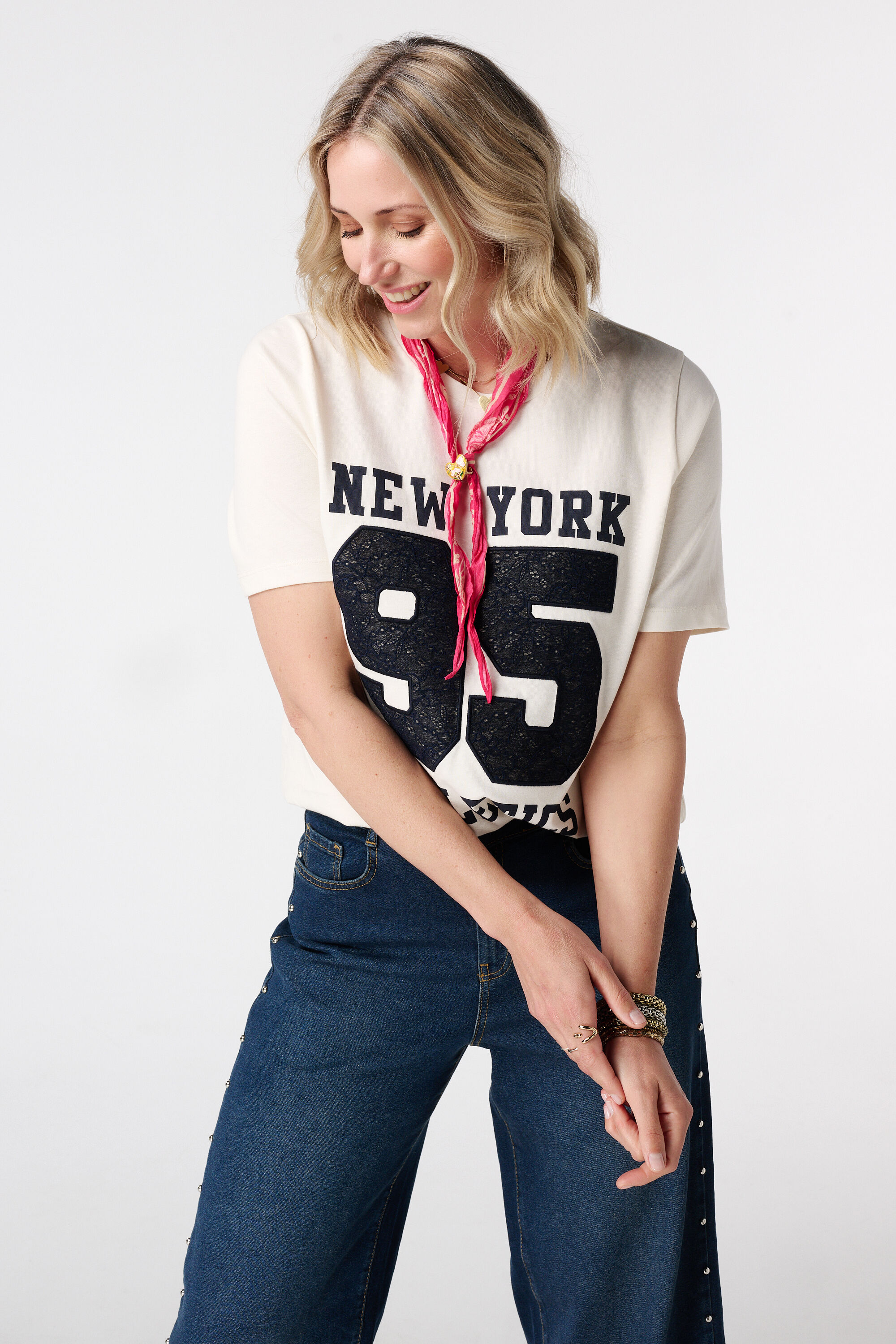 T-Shirt mit Spitzenprint