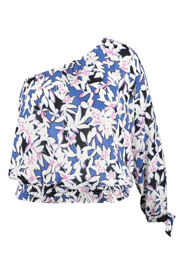 Ein-Schulter Bluse mit Blumen-Print  image number 2