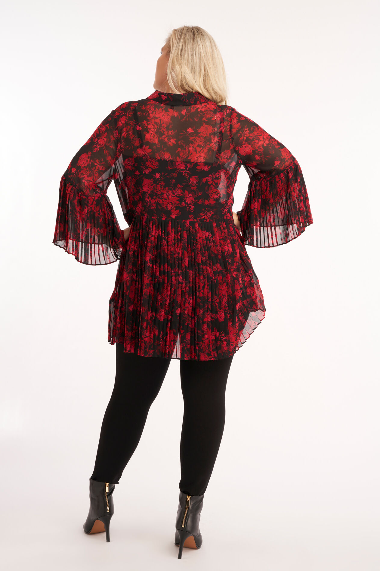 Lange Bluse mit Trompeten&auml;rmeln image number 3