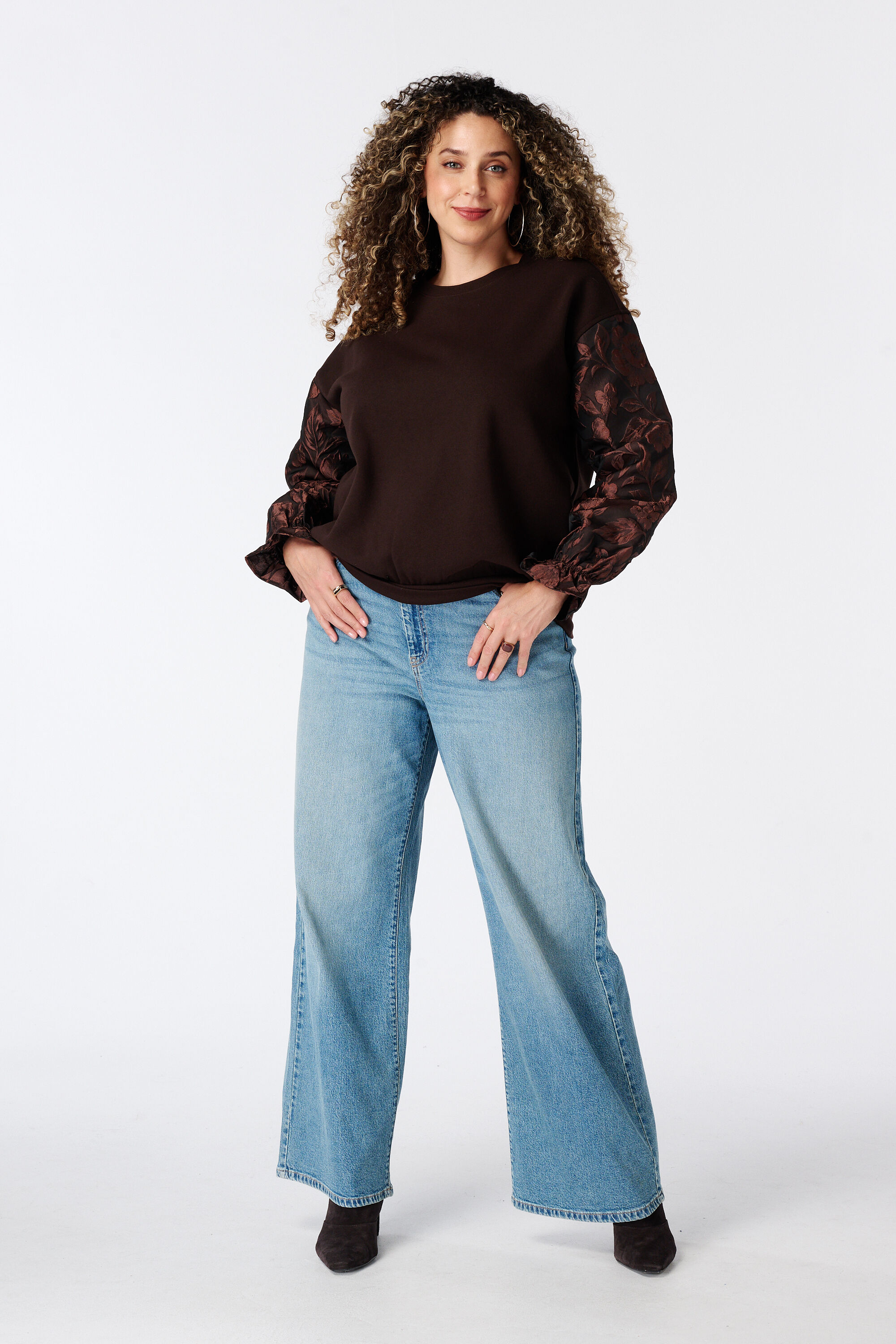 Sweatshirt mit Jacquard-&Auml;rmeln image number 5