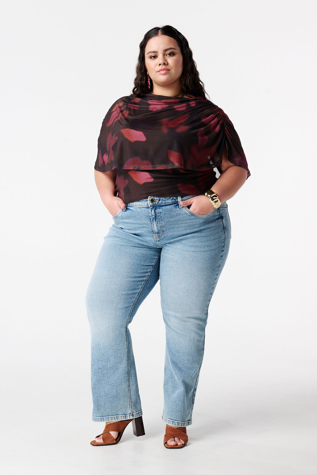 Mesh-Top mit drapierten &Auml;rmeln image number 5