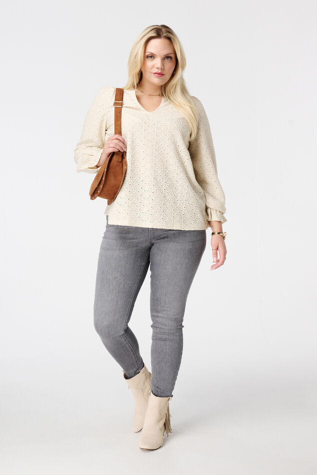 Skinny-Leg-Jeans mit hoher Taille CHERRY image number 3