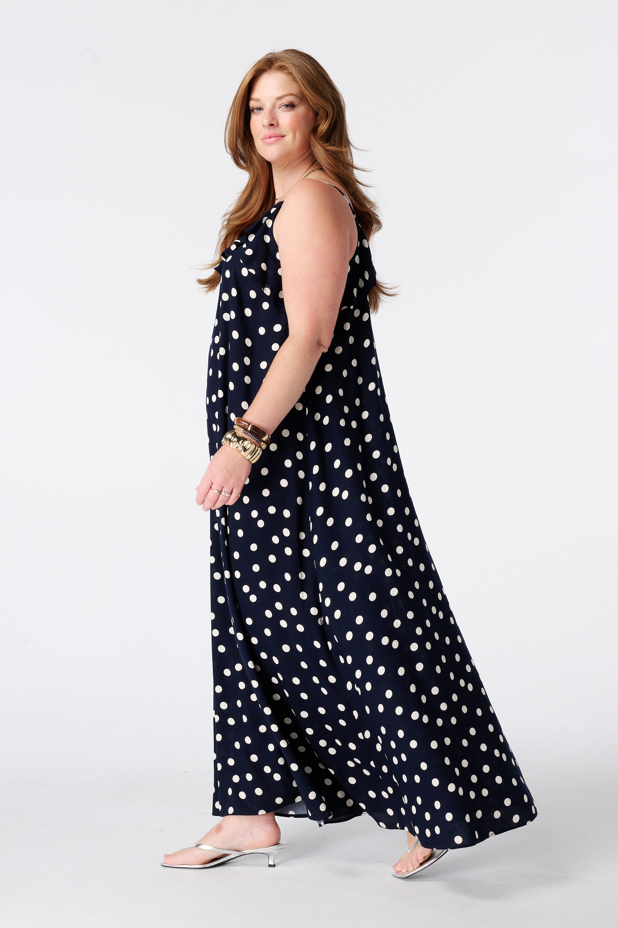 Maxikleid mit Polka Dot Muster und Volants image number 5