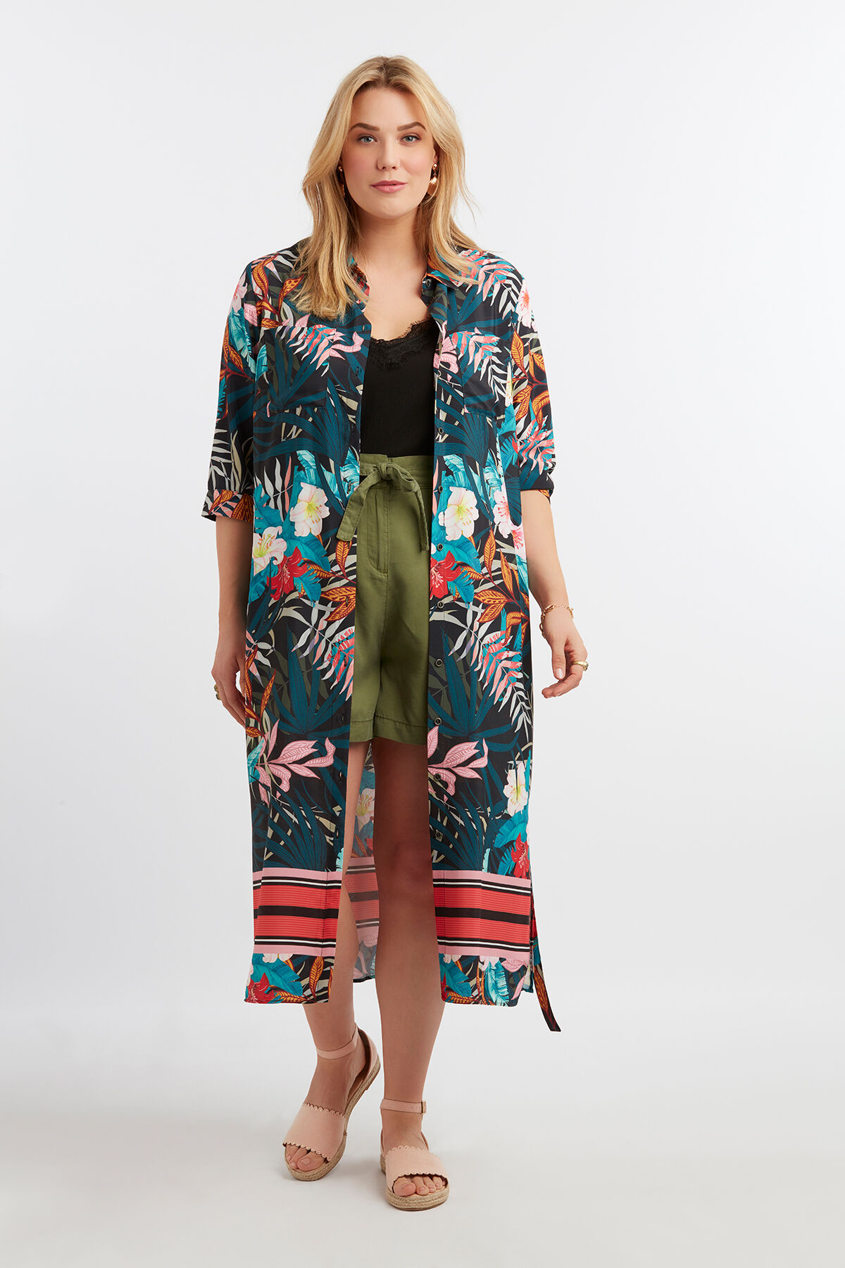 Blusenkleid mit tropischem Print image number 5