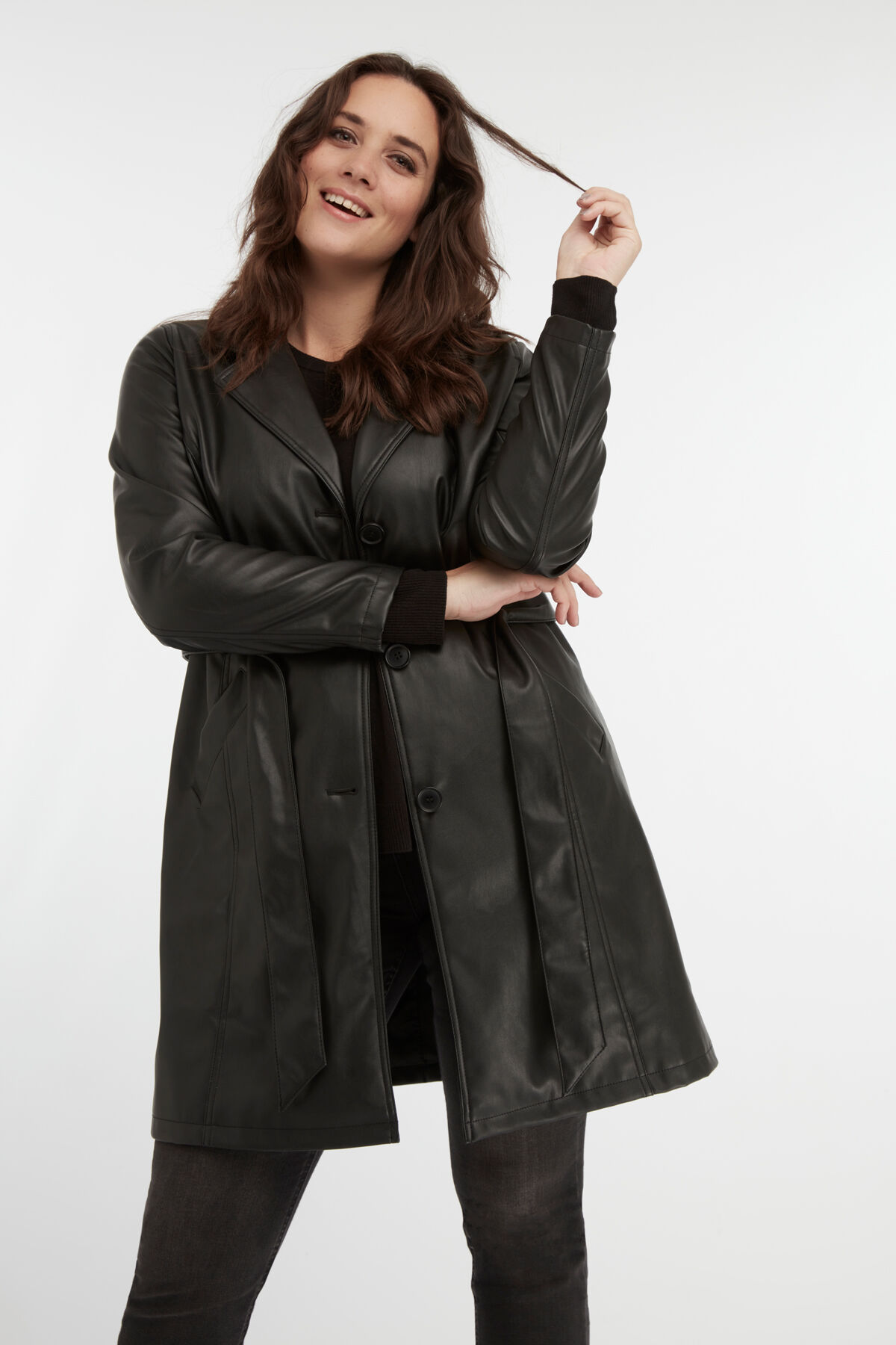 Kunstlederjacke mit G&uuml;rtel image number 5