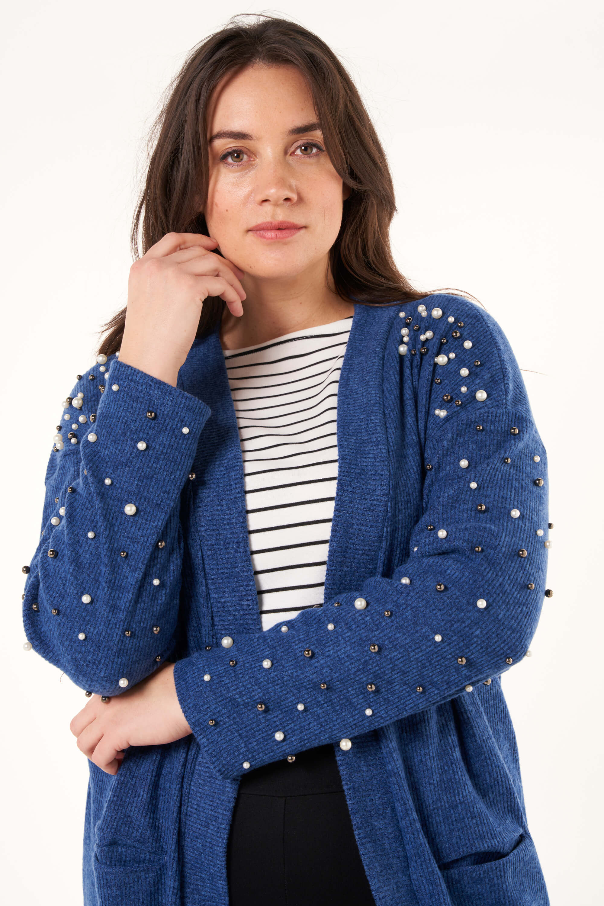 Offener Cardigan mit Perlen image number 4