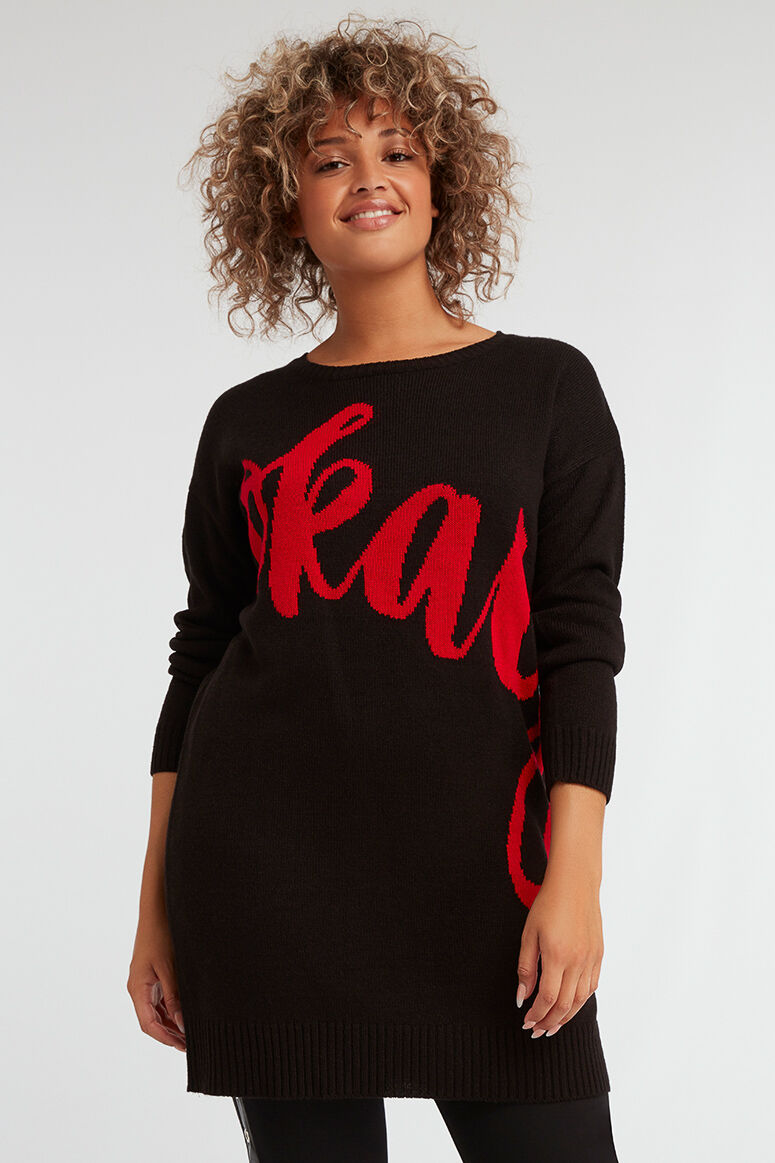 Strick-Tunika mit Aufdruck image number 3