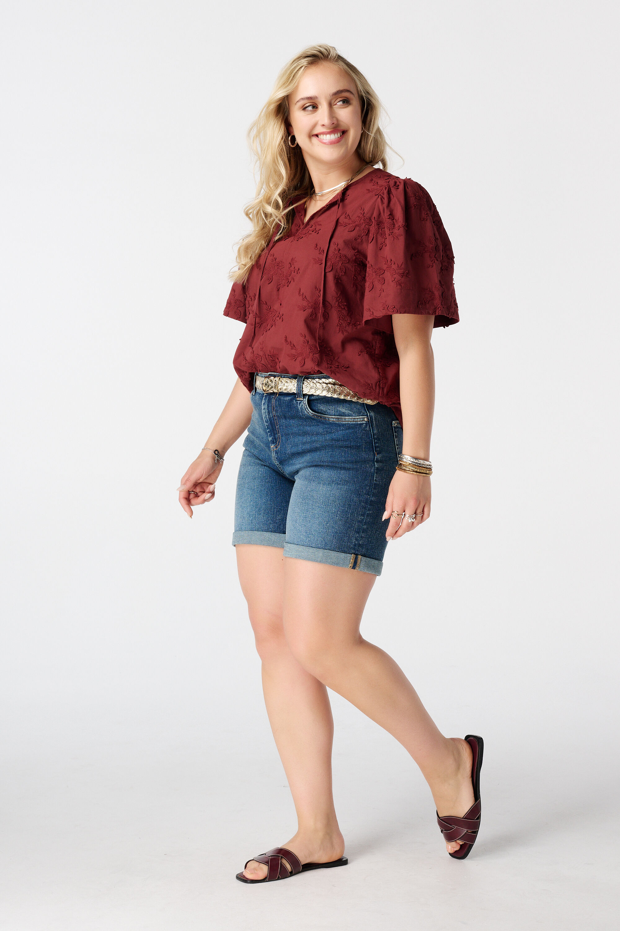 Baumwollbluse mit Stickerei image number 5