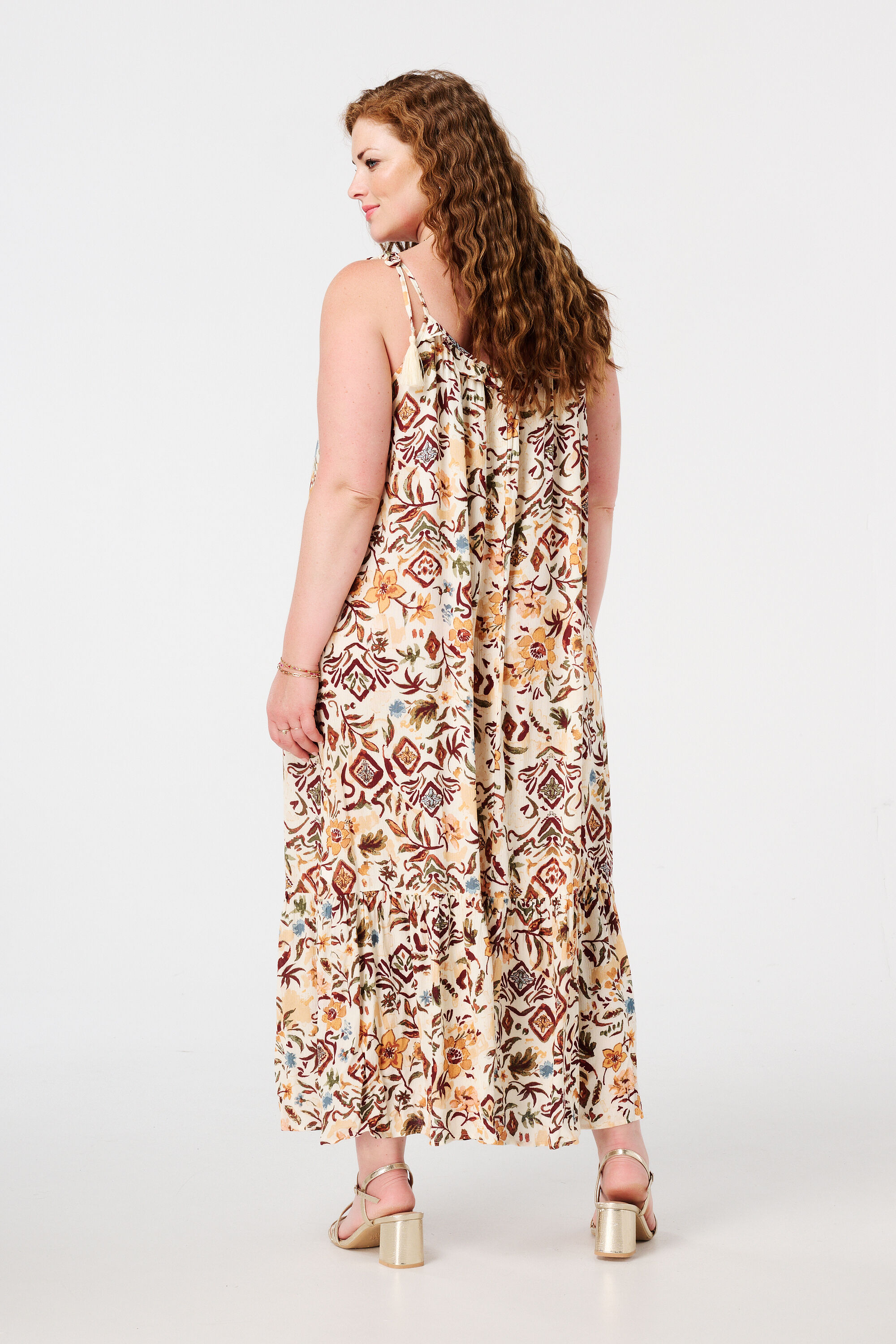 Maxikleid mit Print und Quasten image number 3