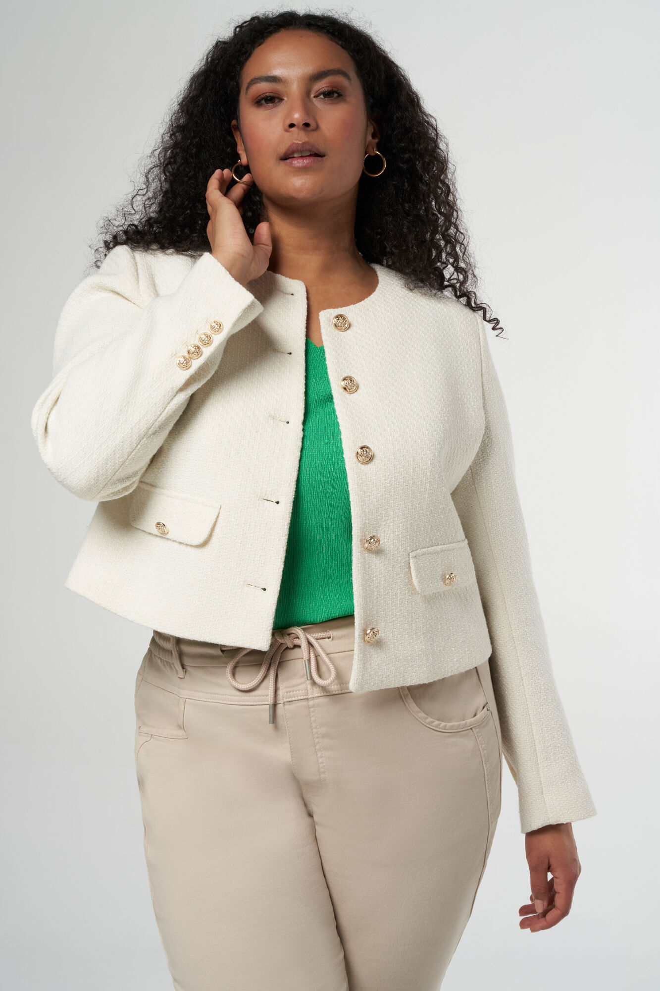 Kurze Tweed-Jacke mit Metallkn&ouml;pfen image number 5