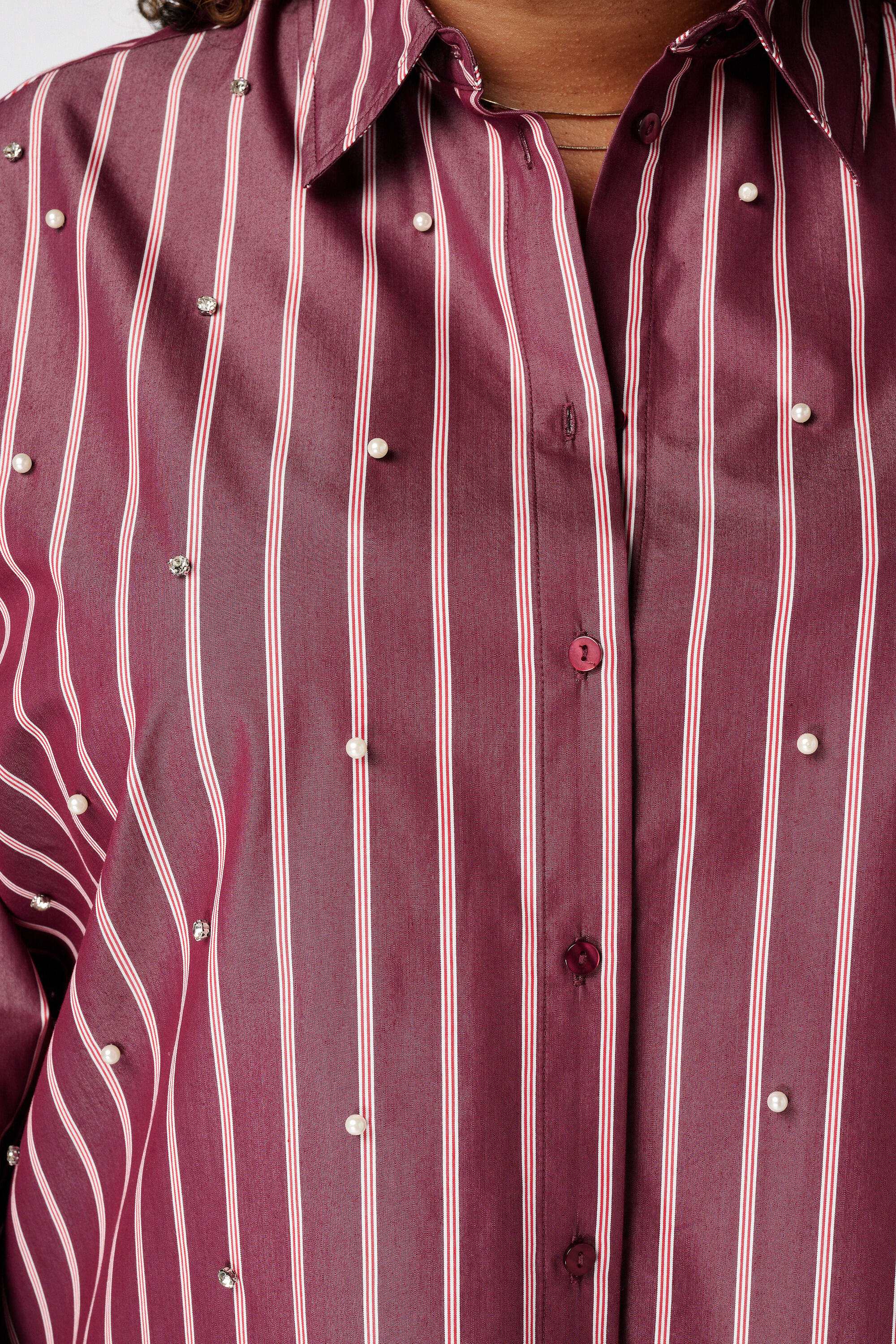 Gestreifte Bluse mit Perlen image number 6
