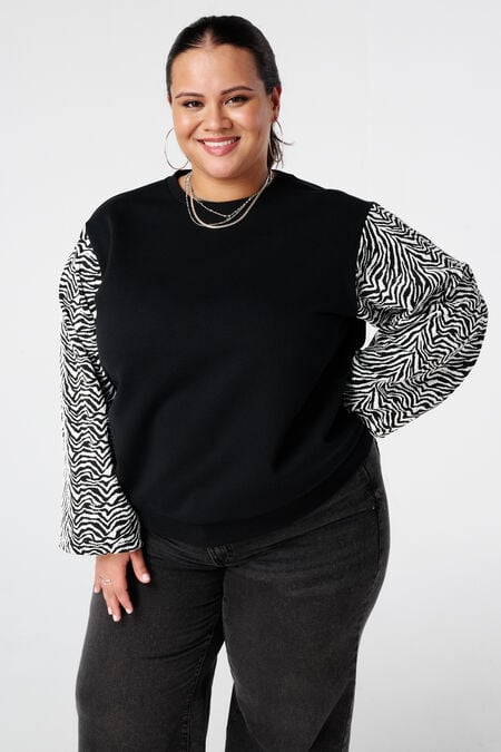 Sweatshirt mit Ballonärmeln und Aufdruck Sweatshirt mit Ballonärmeln und Aufdruck