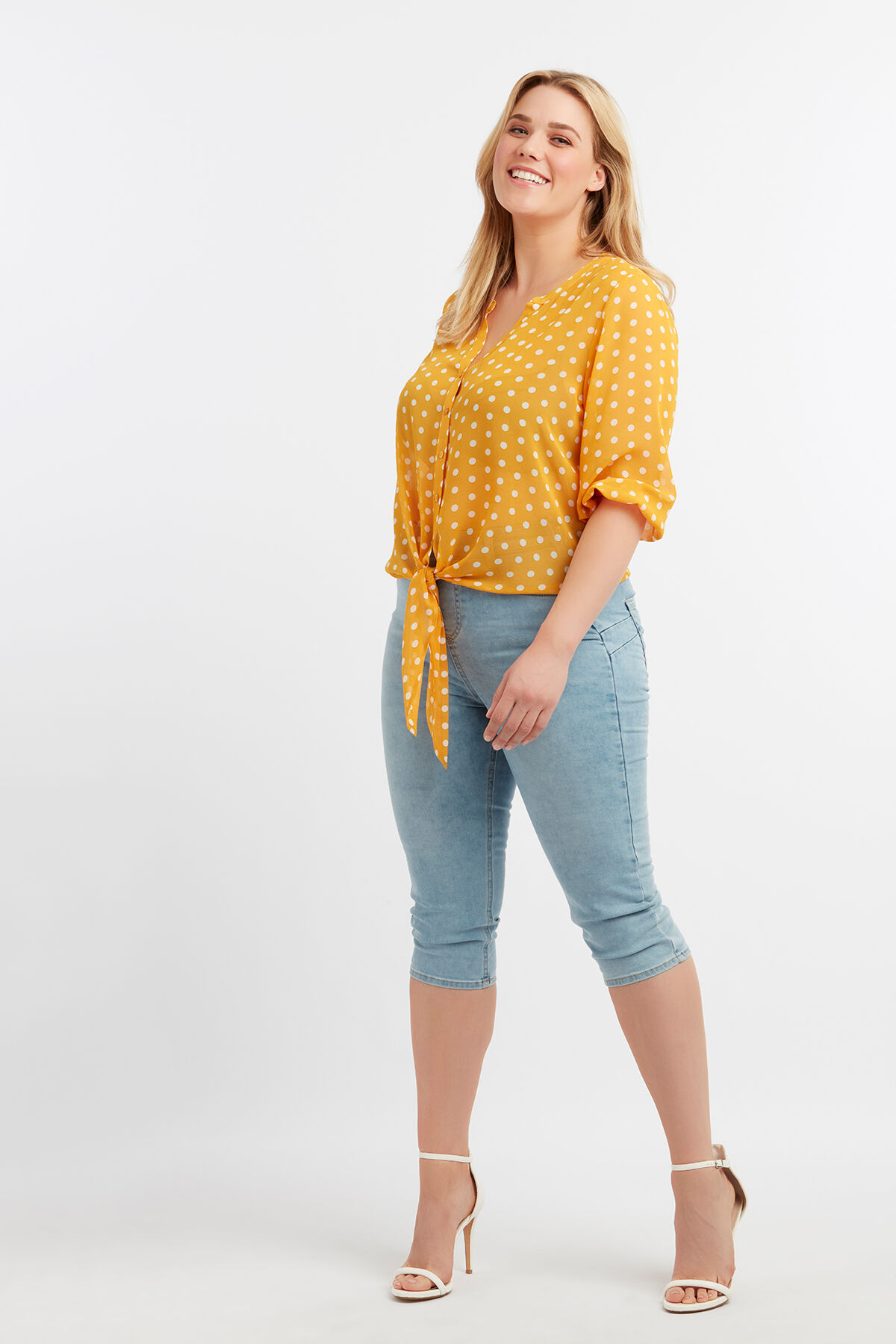 Transparente Bluse mit Punktmuster image number 3