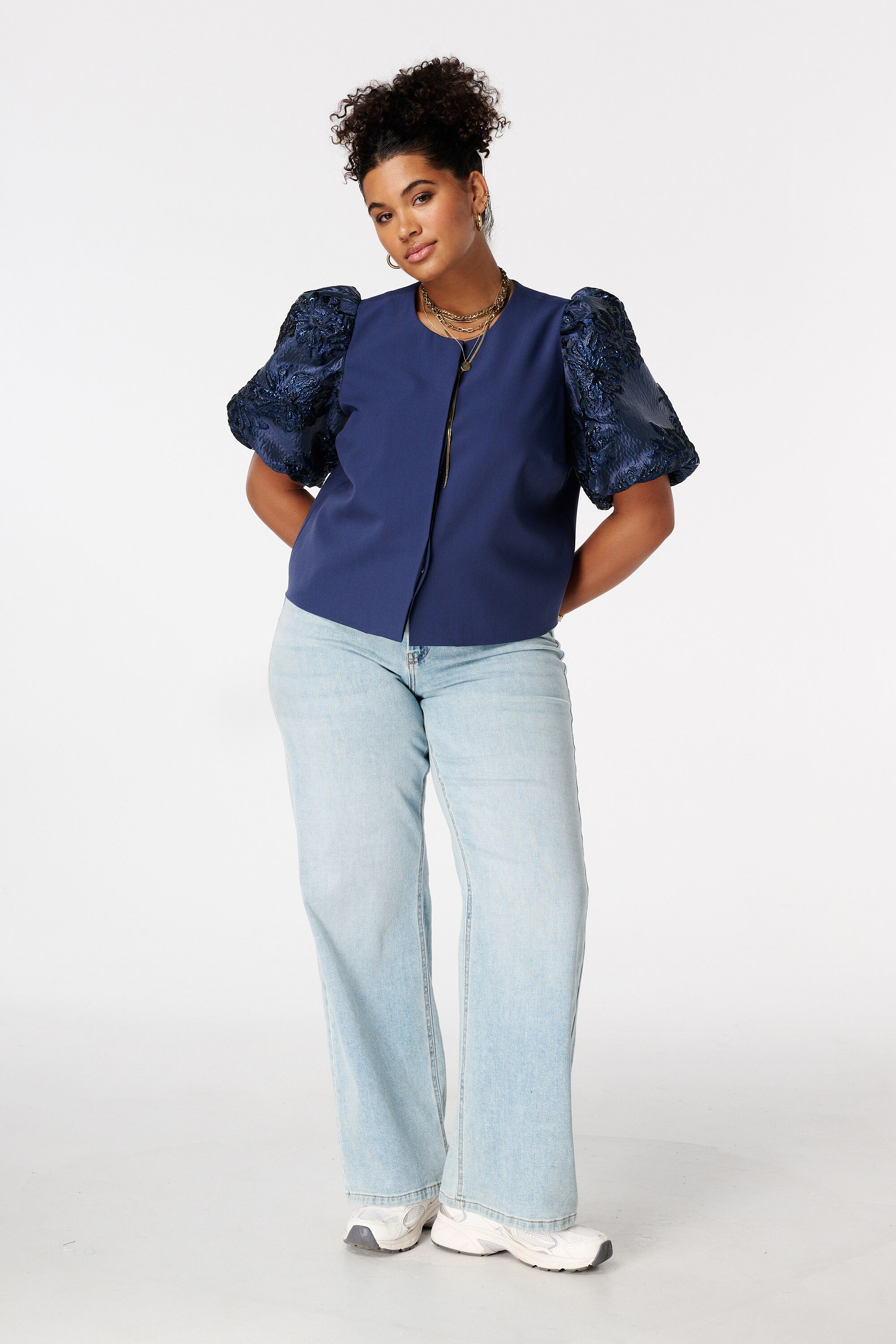 Top mit Jacquard&auml;rmeln image number 5