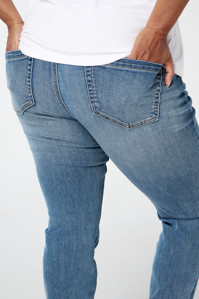 Skinny-Leg-Jeans mit hoher Taille CHERRY image number 4