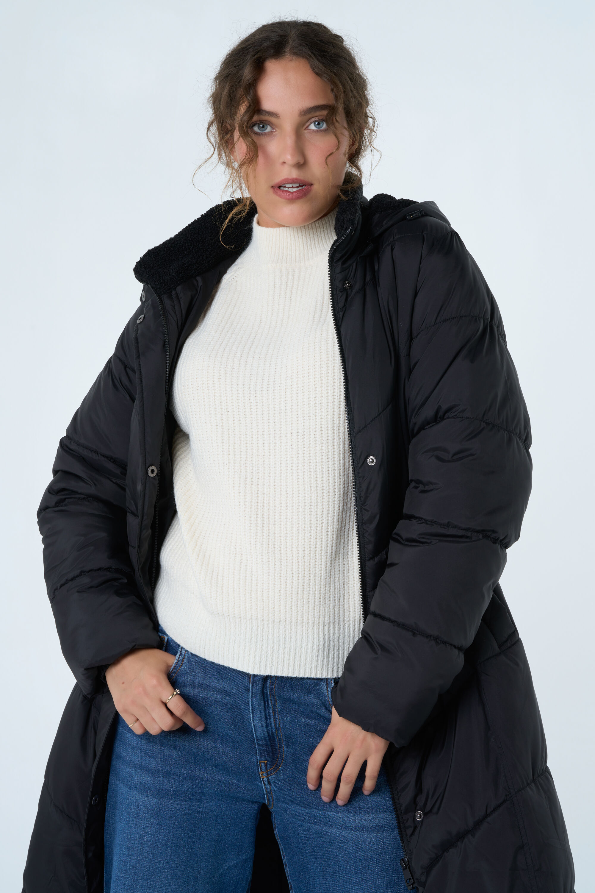 Lange Steppjacke mit G&uuml;rtel  image number 5