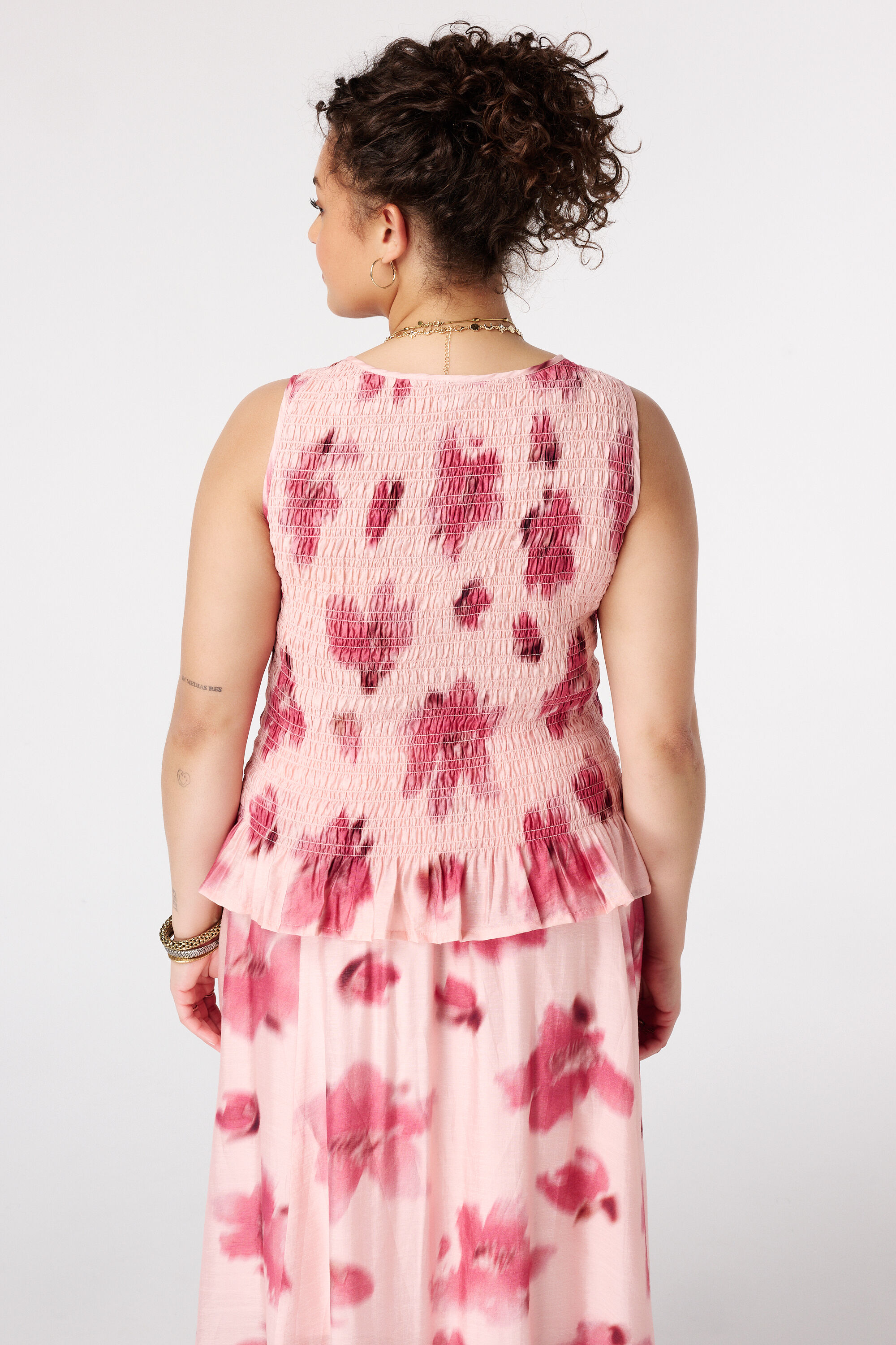 Gesmokte Bluse mit Polka Dot Muster image number 3
